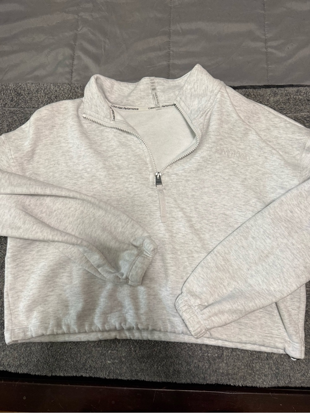Calvin Klein Light Gray Half-Zip Mock Neck Sweatshirt